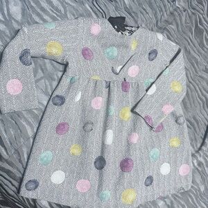 Zara Kids Casual Dress - Gray with Multicolor Dots